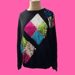 Viki International Color-Blocked Sequined Sweater / SZ: M